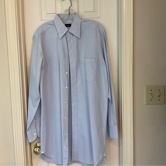 Ermenegildo Zegna Su Misura 100% Cotton Long Sleeve Button Down White w/blue  XL - Picture 3 of 12